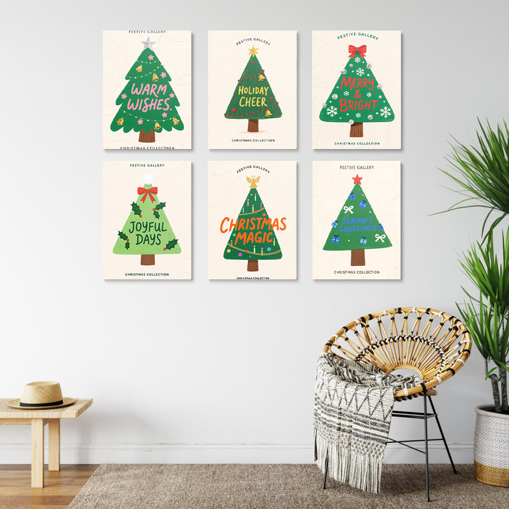 Árboles de Navidad Verdes 6 Partes Mini Pintar por Números