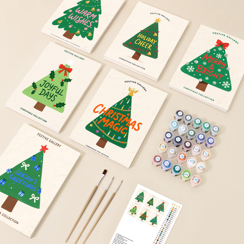 Árboles de Navidad Verdes 6 Partes Mini Pintar por Números