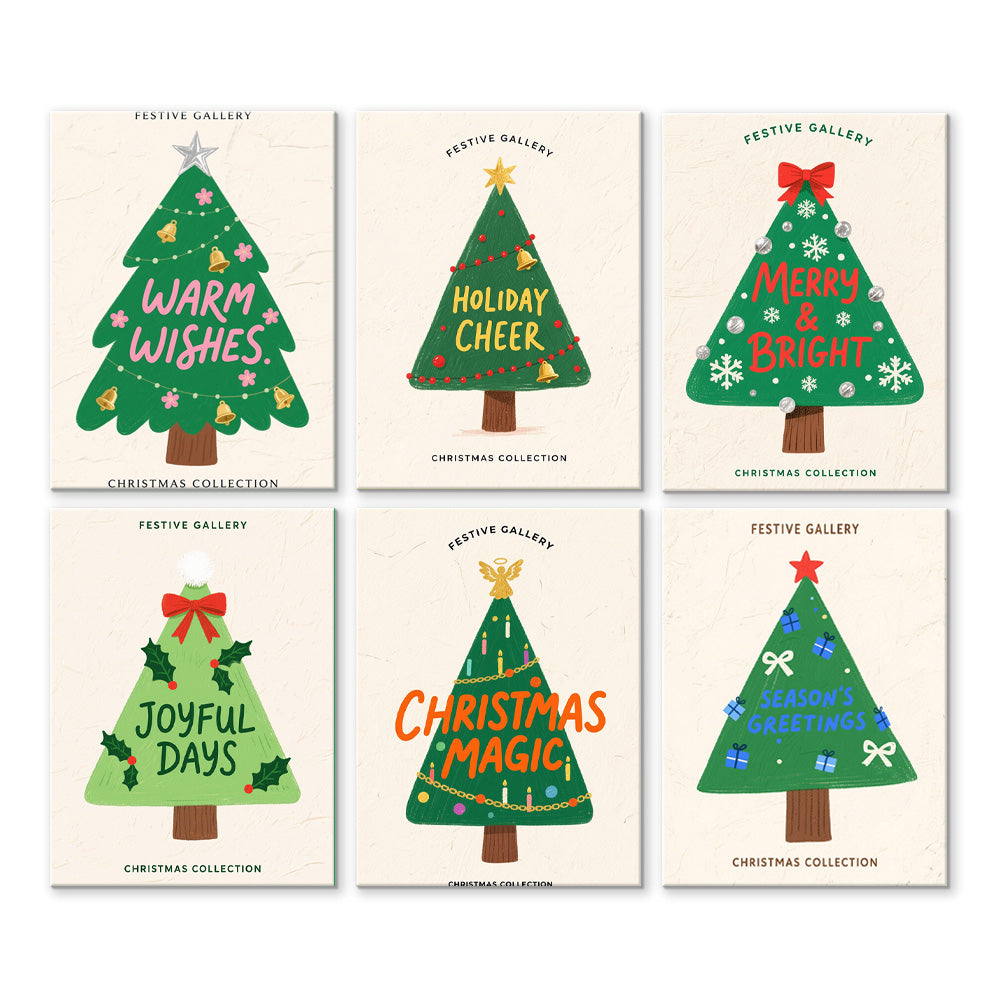 Árboles de Navidad Verdes 6 Partes Mini Pintar por Números