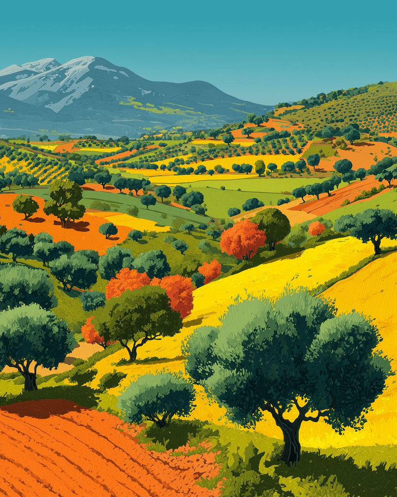 Árboles en la Ladera Colorida Pintar por Números