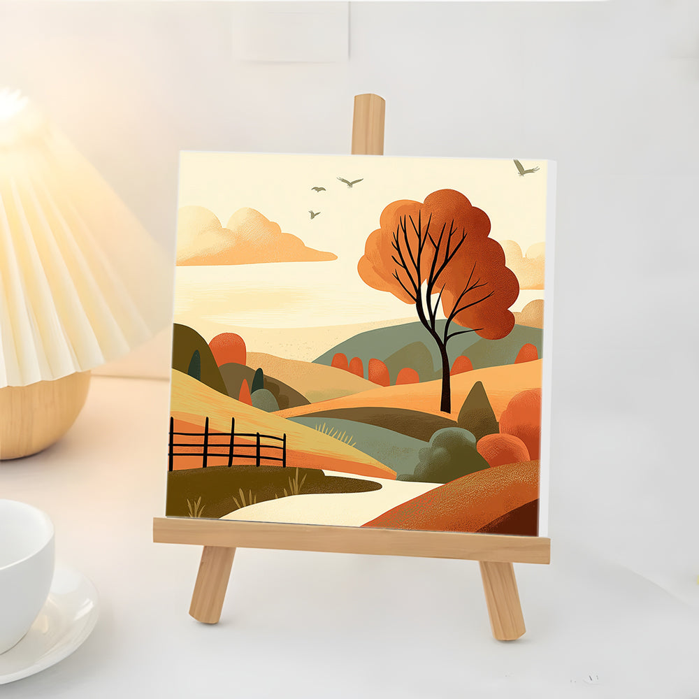Árboles y Ladera en Otoño Mini Pintar por Números