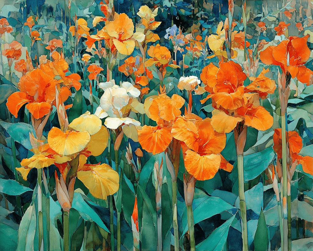 Arbusto de Iris Naranja Pintar por Números