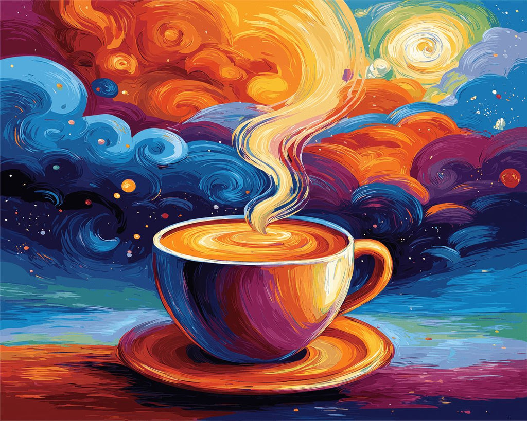 Aroma de Café Bueno y Nubes Coloridas Pintar por Números
