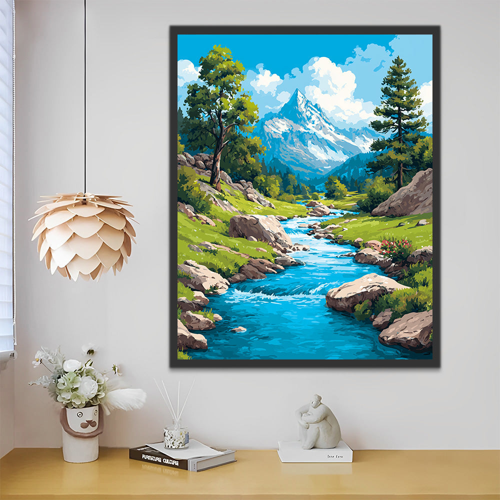 Arroyo Claro al Pie de la Montaña Pintar por Números