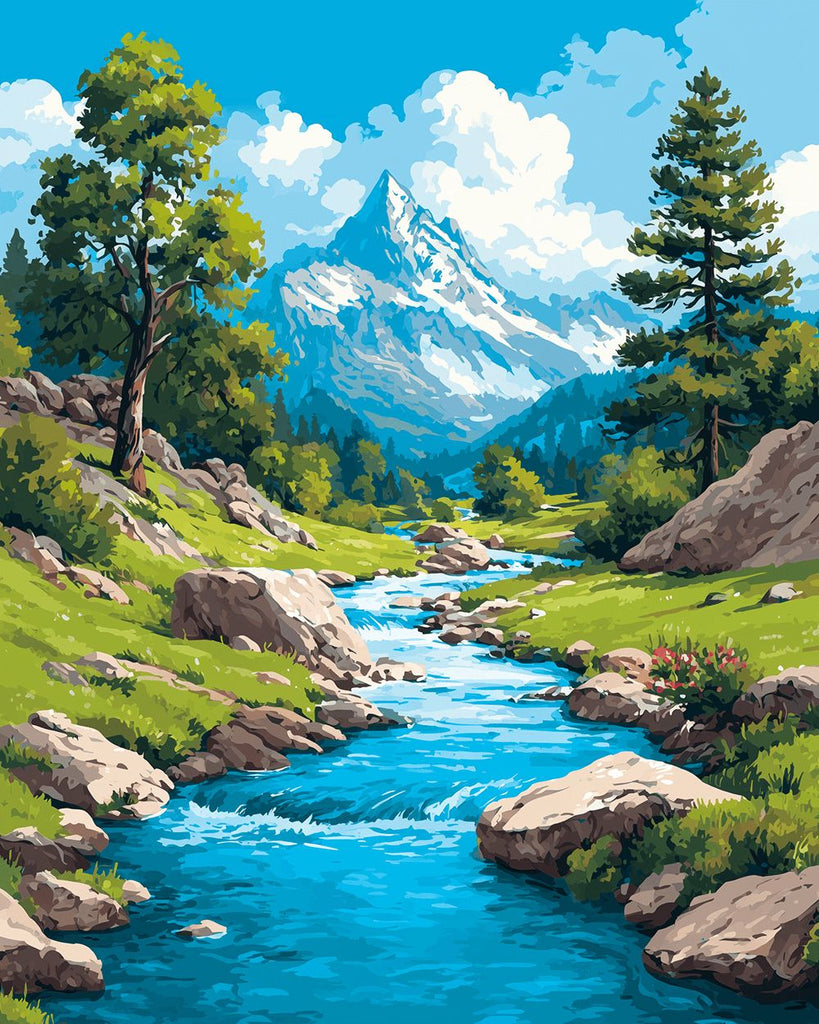 Arroyo Claro al Pie de la Montaña Pintar por Números