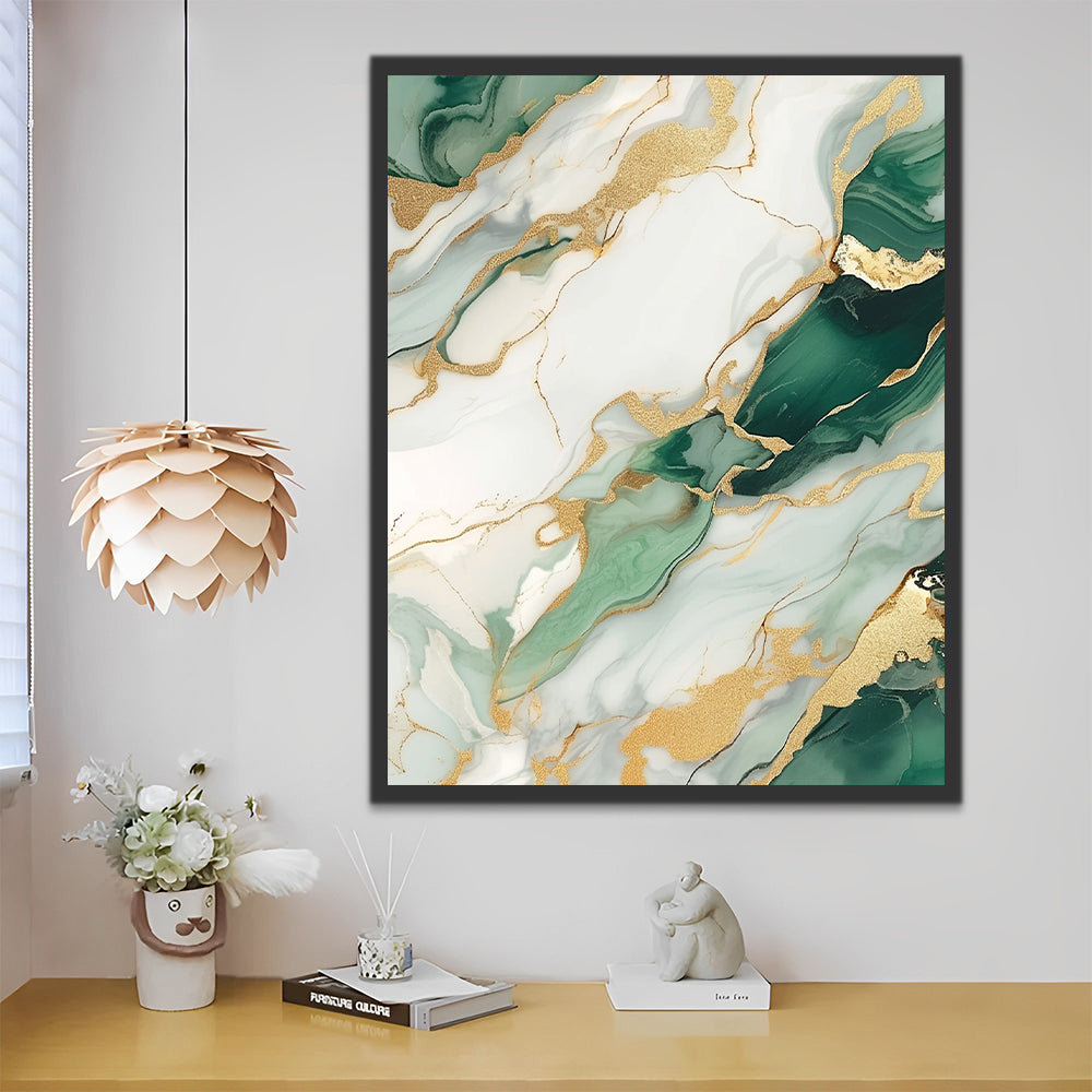 Arte Abstracto de Líquido Verde y Blanco Pintar por Números