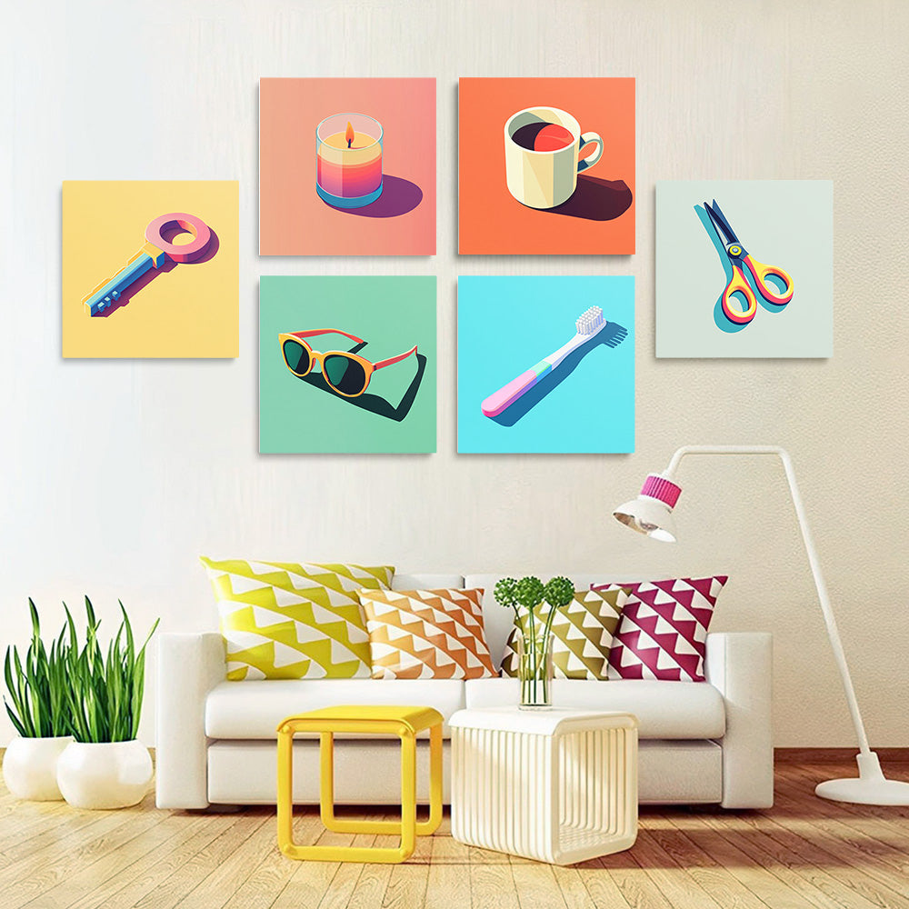 Artículos de Uso Diario 6 Partes Mini Pintar por Números