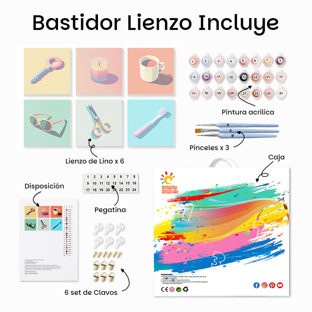Artículos de Uso Diario 6 Partes Mini Pintar por Números