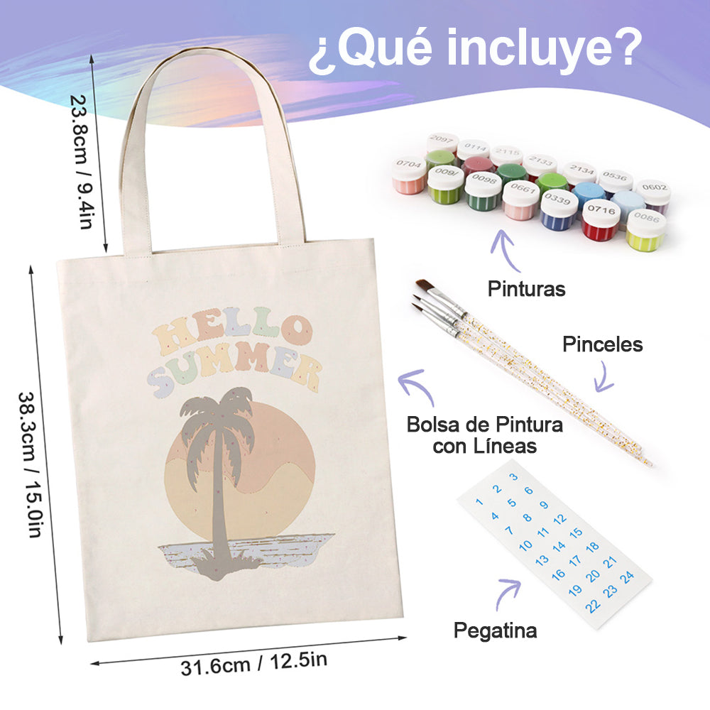 Atardecer de Verano en la Playa Bolsa de Lienzo Pintar por Números
