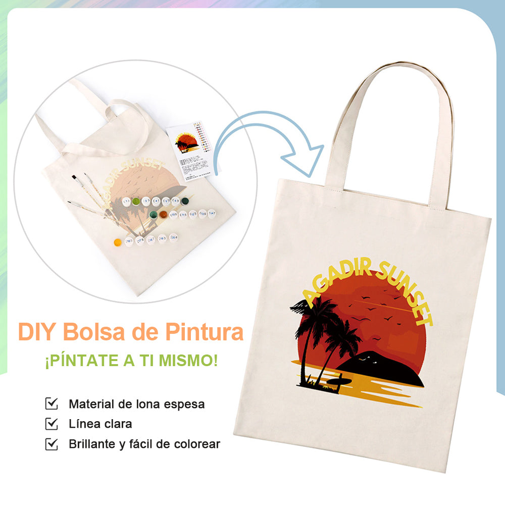 Atardecer en Agadir Bolsa de Lienzo Pintar por Números