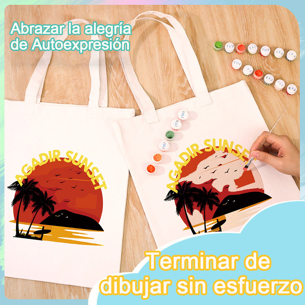 Atardecer en Agadir Bolsa de Lienzo Pintar por Números