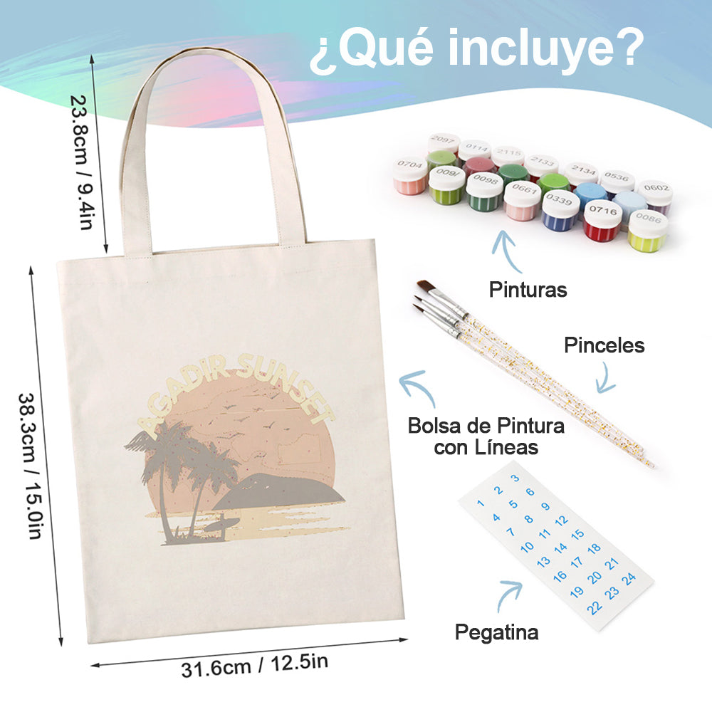 Atardecer en Agadir Bolsa de Lienzo Pintar por Números