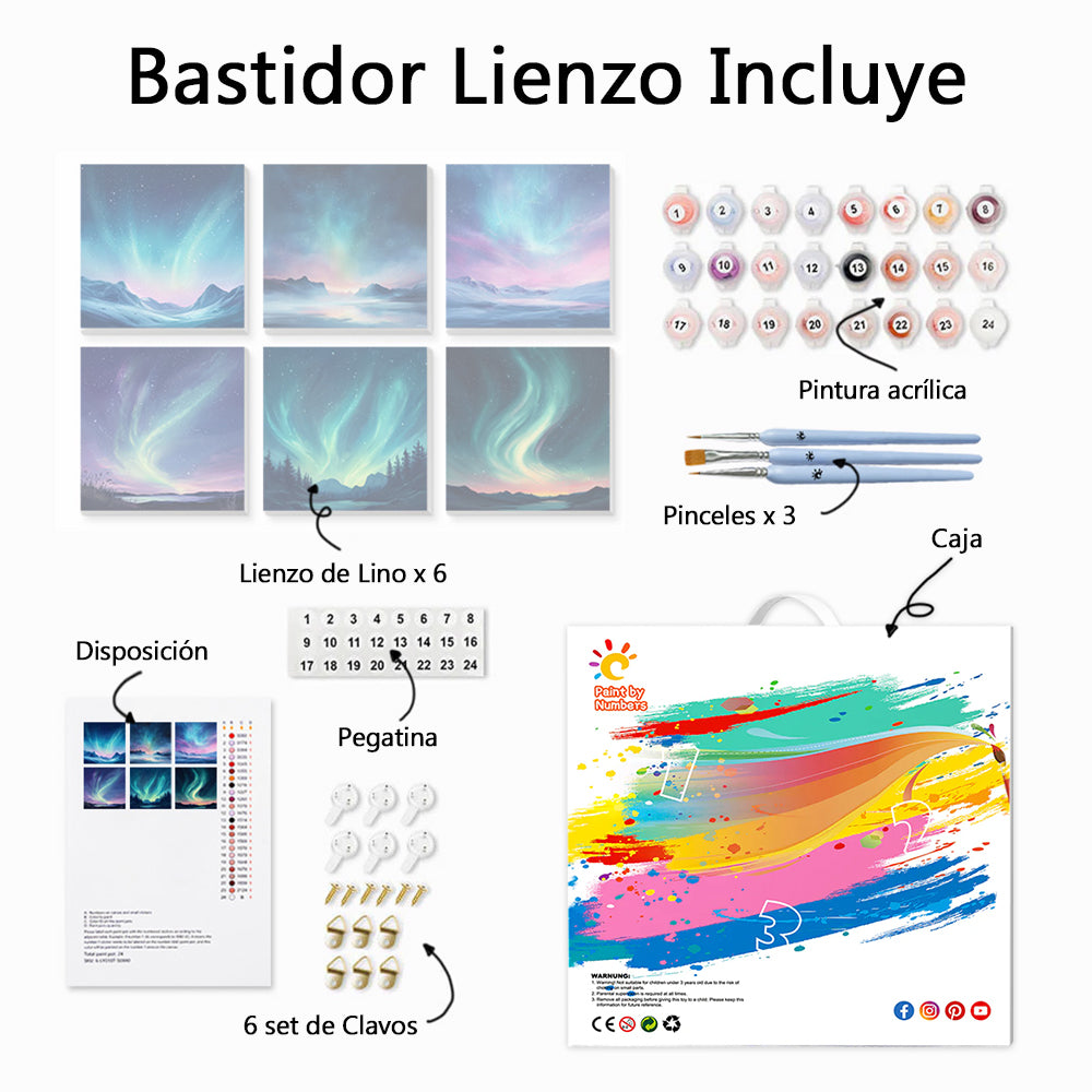 Aurora Maravillosa 6 Partes Mini Pintar por Números
