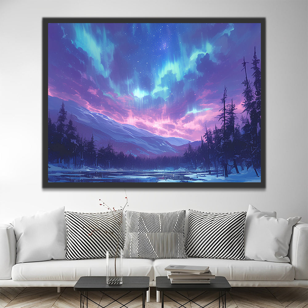 Aurora Polar en el Invierno Pintar por Números