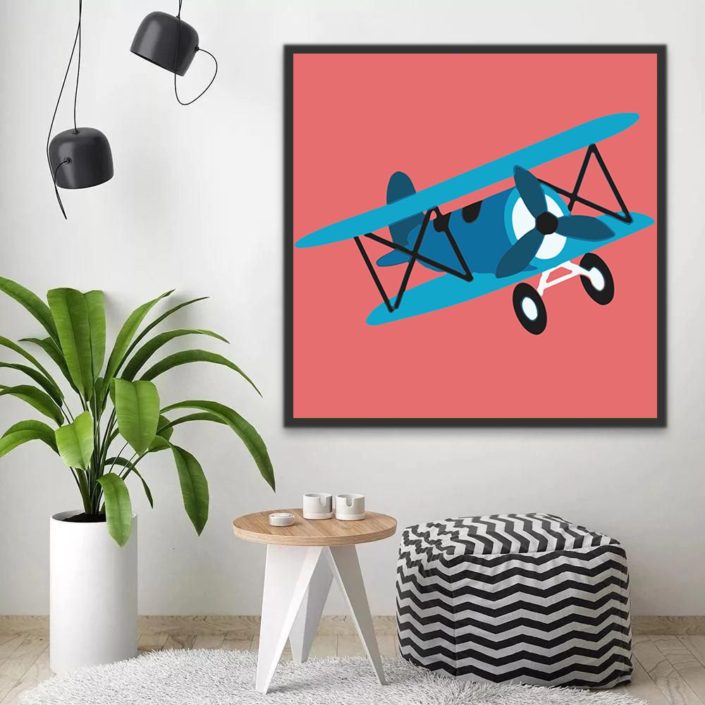 Avión Antiguo Azul Pintar por Números Niños