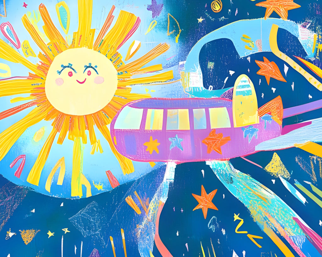 Avión Colorido y el Sol Brillante Pintar por Números Niños