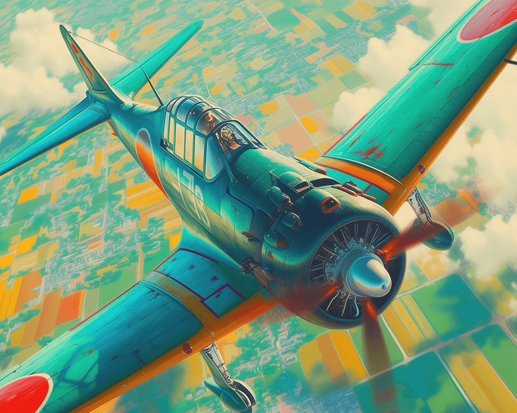 Avión de Combate Verde sobre el Campo Pintar por Números