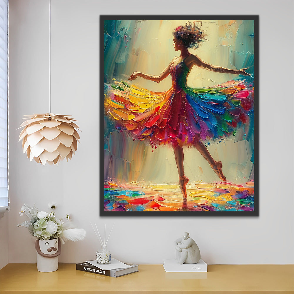 Bailarina de Vestido de Color Arcoíris Pintar por Números