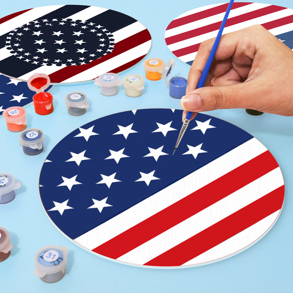 Bandera de Estrellas y Franjas 6 Salvamanteles Pintar por Números