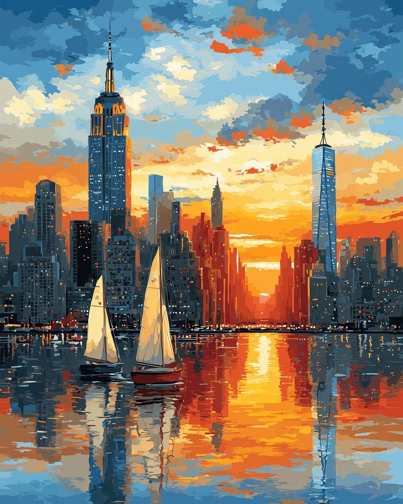 Barco de Velas en el Lago de Ciudad Pintar por Números