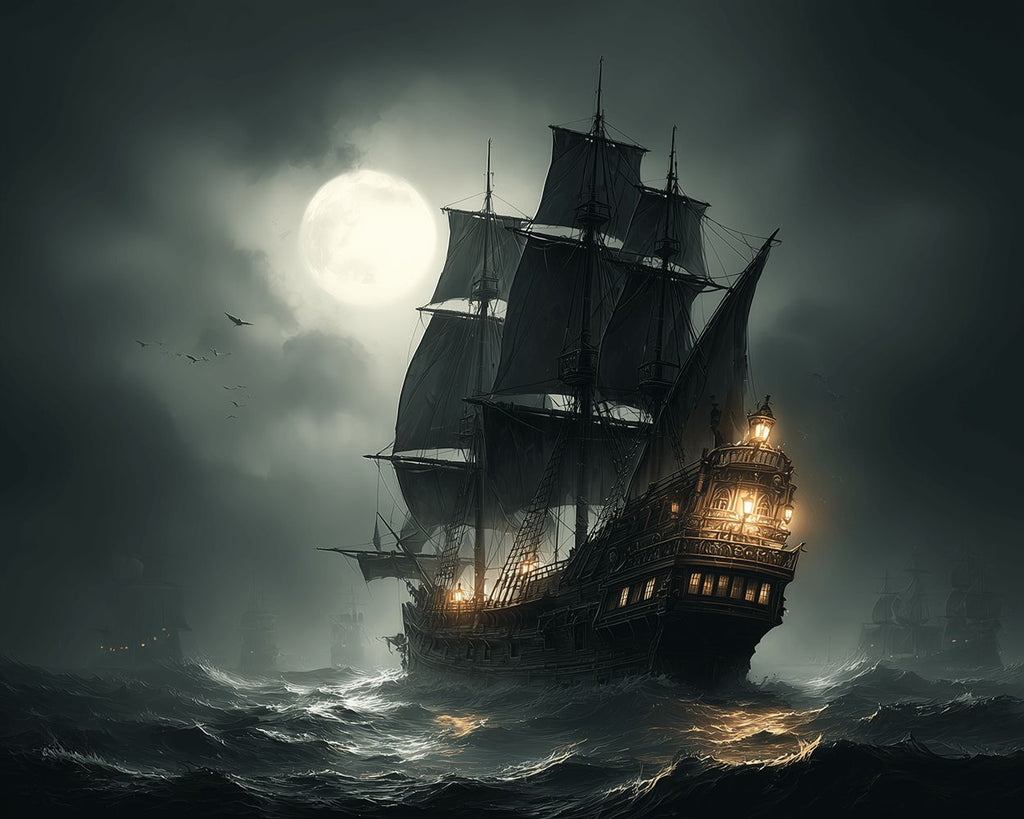 Barco en el Mar bajo Nubes Oscuras Pintar por Números