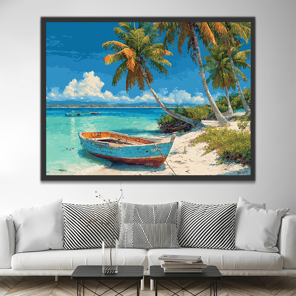 Barco Varado en la Playa Pintar por Números