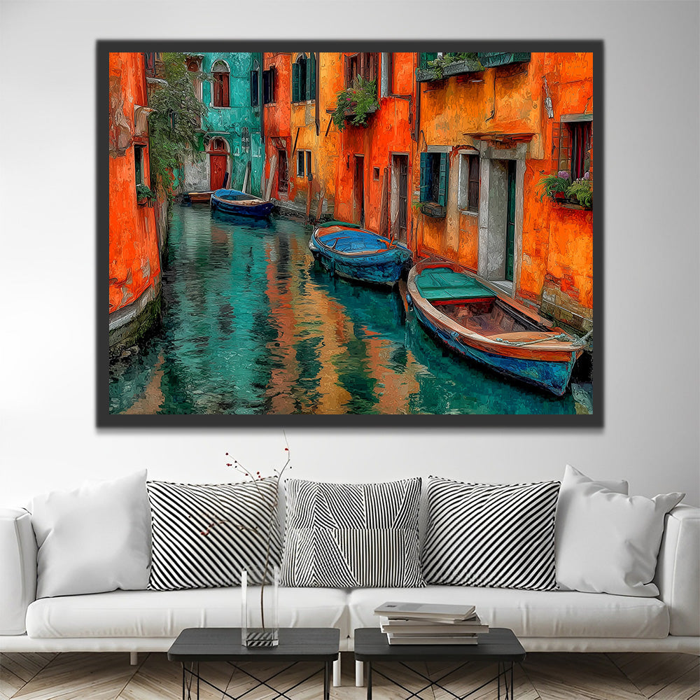 Barcos Azules en Venecia Pintar por Números