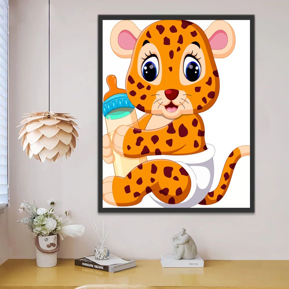 Bebé Leopardo con Biberón Pintar por Números Niños