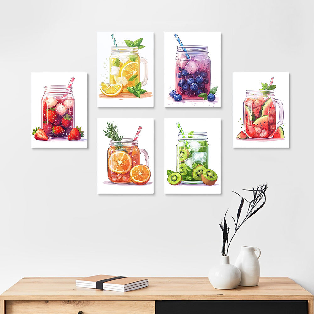 Bebidas de Frutas Heladas 6 Partes Mini Pintar por Números