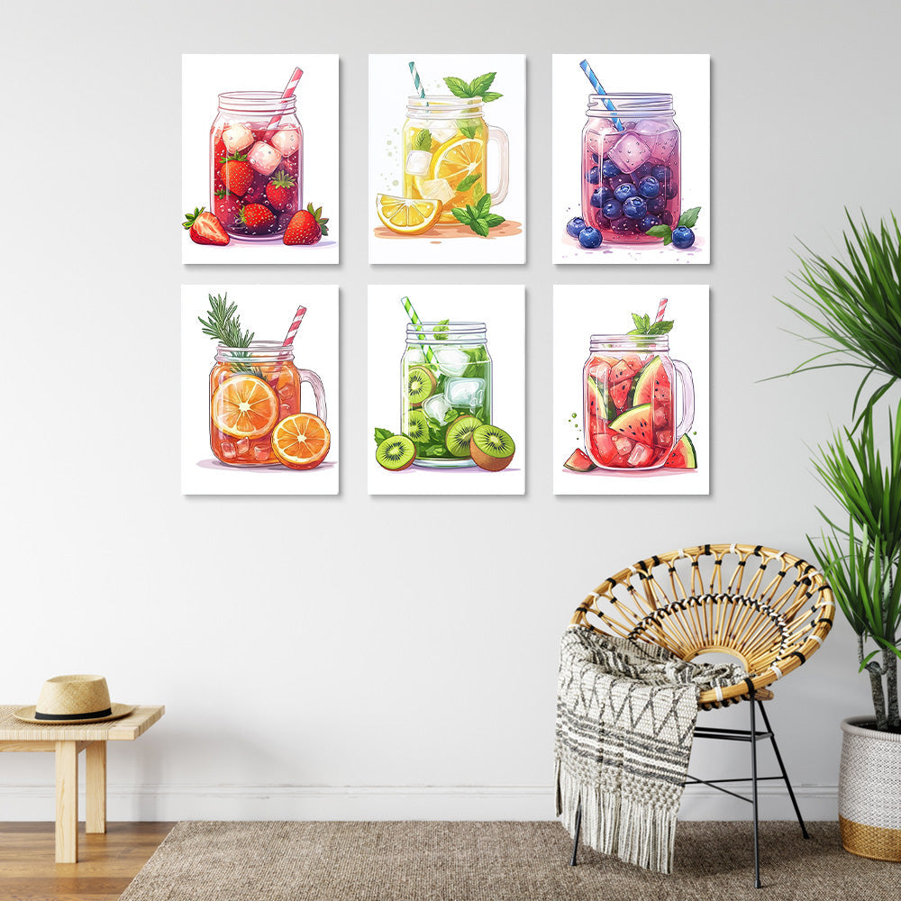 Bebidas de Frutas Heladas 6 Partes Mini Pintar por Números