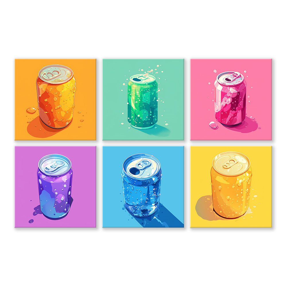 Bebidas Enlatadas Coloridas 6 Partes Mini Pintar por Números