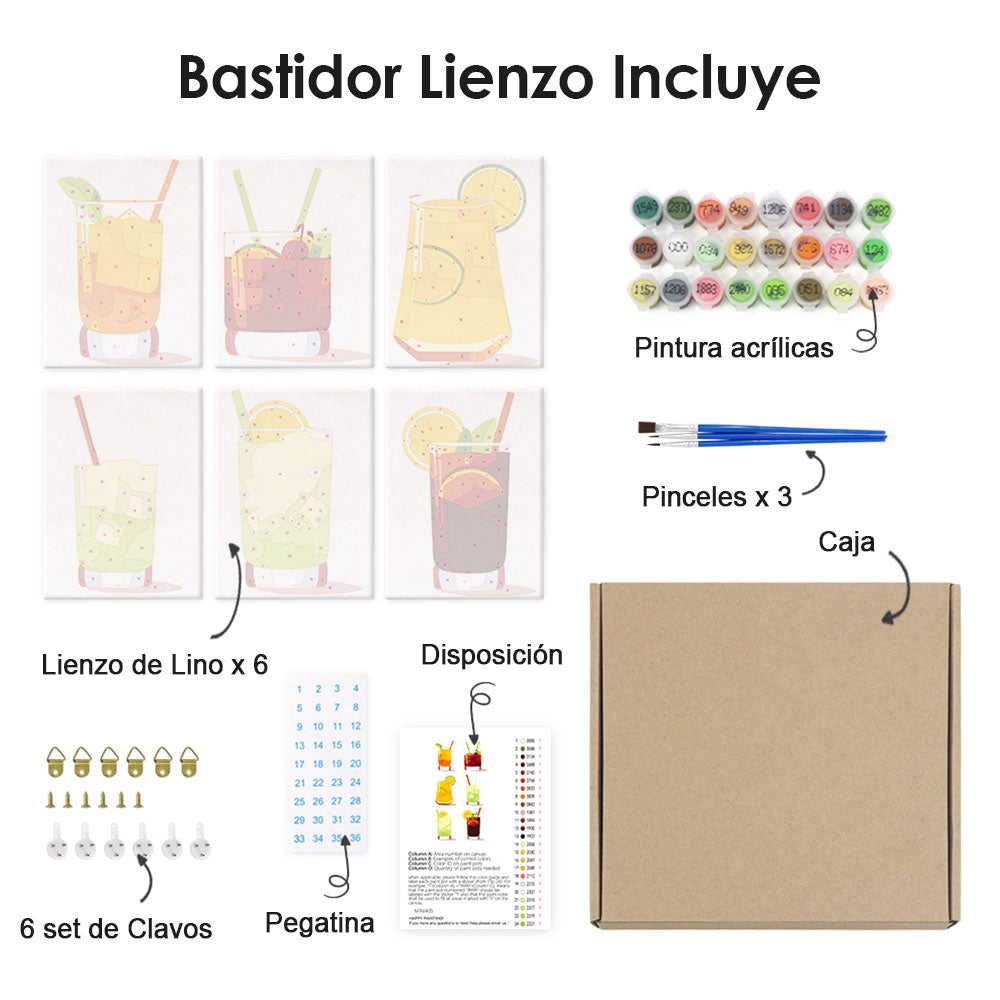 Bebidas Heladas 6 Partes Mini Pintar por Números