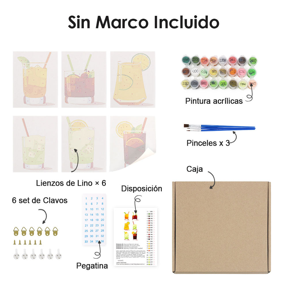 Bebidas Heladas 6 Partes Mini Pintar por Números