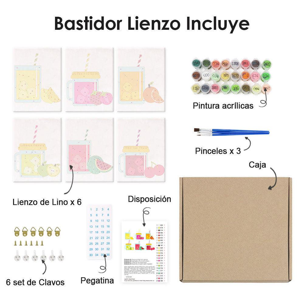 Bebidas Heladas con Pajitas 6 Partes Mini Pintar por Números