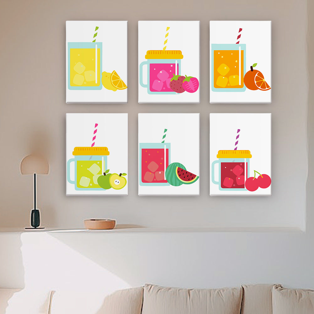 Bebidas Heladas con Pajitas 6 Partes Mini Pintar por Números