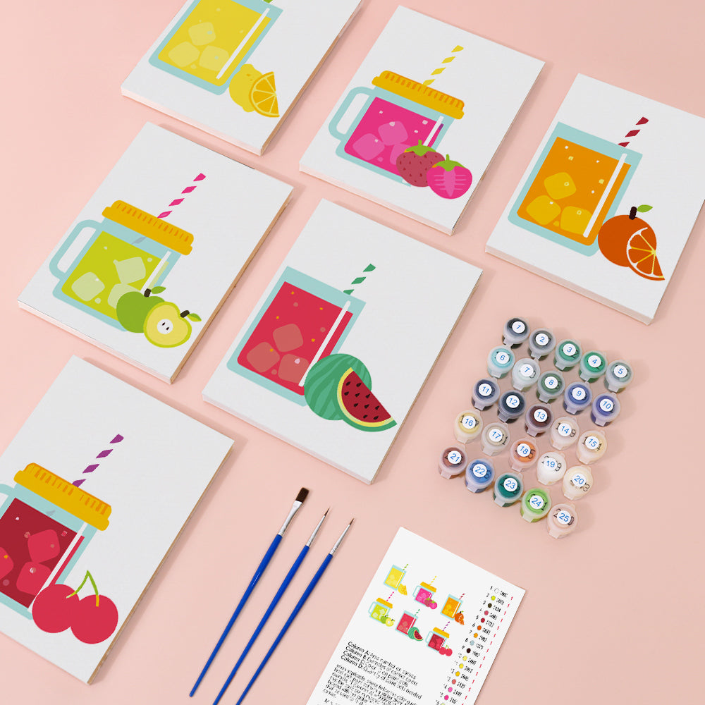 Bebidas Heladas con Pajitas 6 Partes Mini Pintar por Números