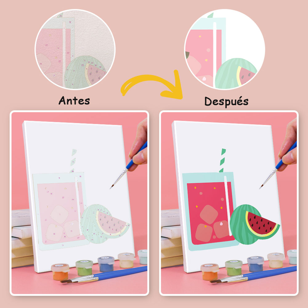 Bebidas Heladas con Pajitas 6 Partes Mini Pintar por Números