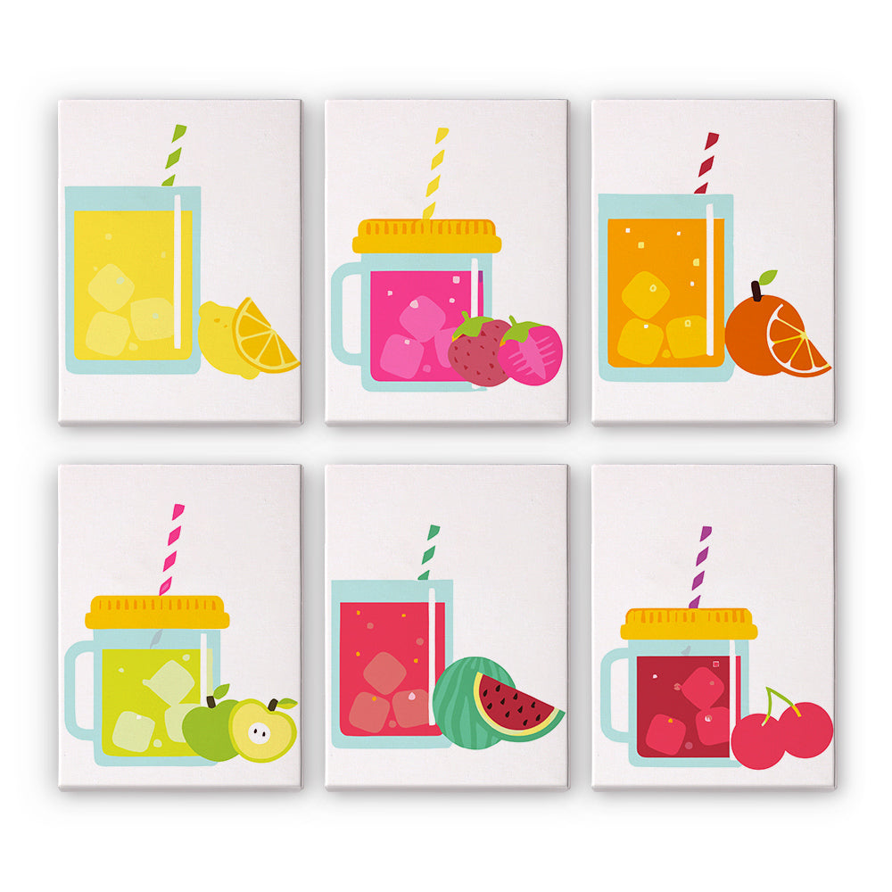 Bebidas Heladas con Pajitas 6 Partes Mini Pintar por Números