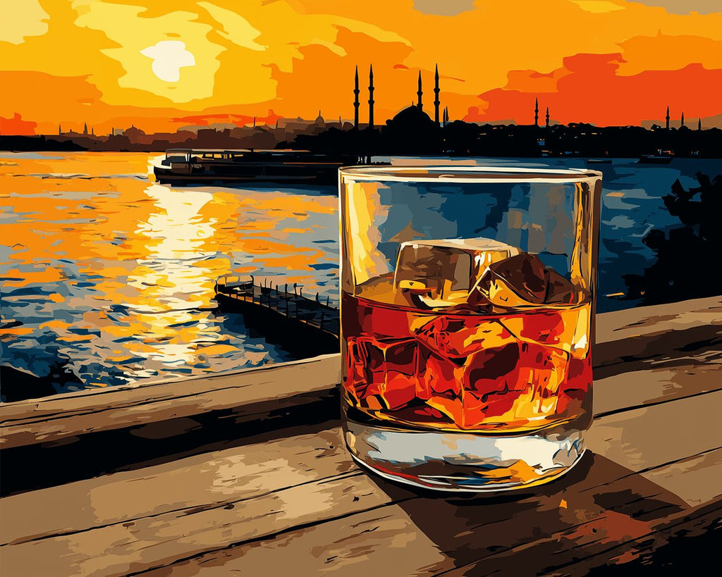 Bebidas Heladas Junto al Mar al Atardecer Pintar por Números