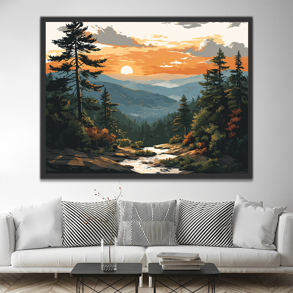 Bosque al Pie de la Montaña Pintar por Números