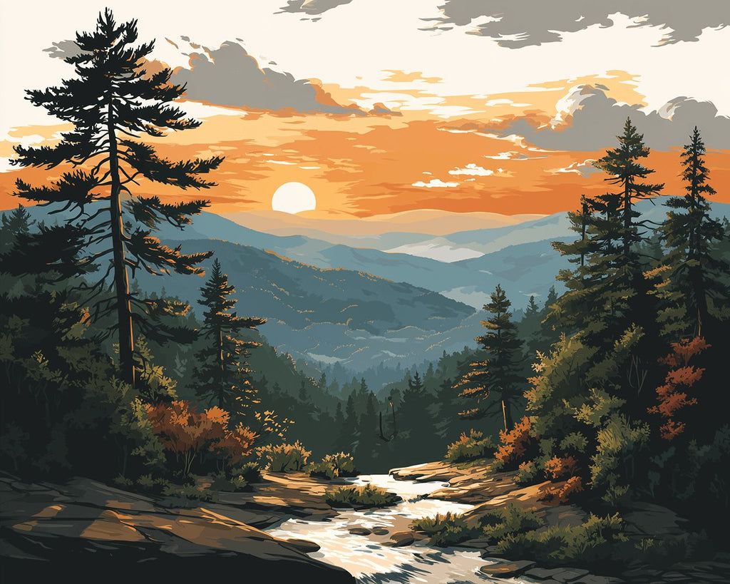 Bosque al Pie de la Montaña Pintar por Números