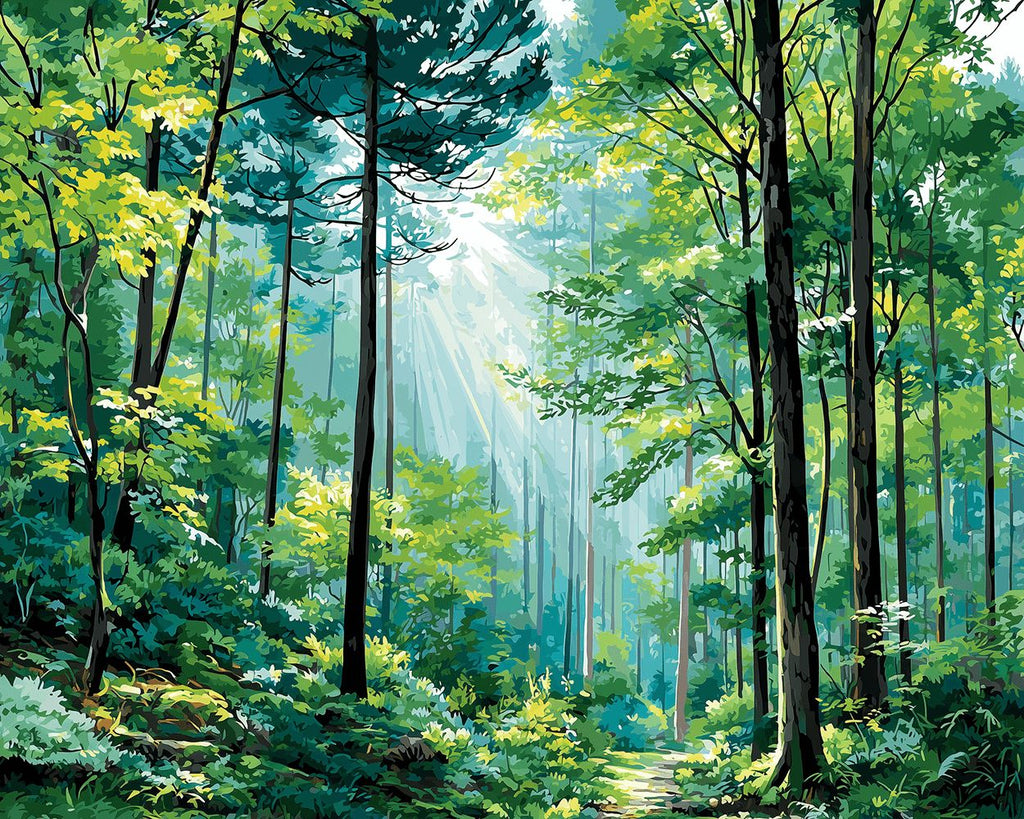 Bosque de Luz Verde en Verano Pintar por Números