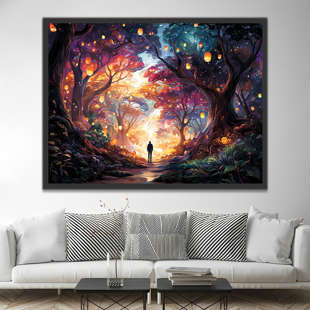 Bosque Fantástico Lleno de Linternas Pintar por Números