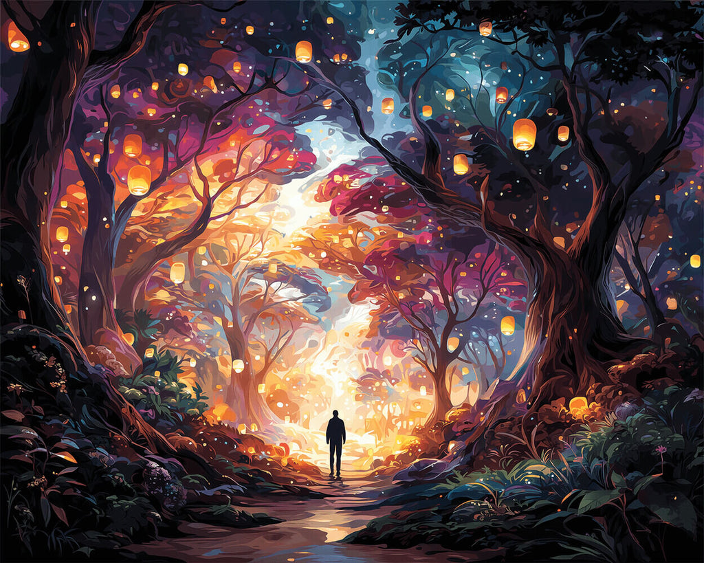 Bosque Fantástico Lleno de Linternas Pintar por Números
