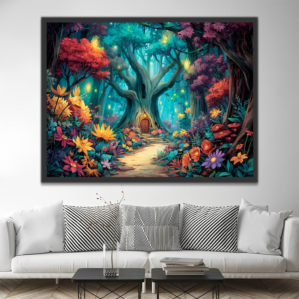 Bosque Luminoso Lleno de Flores Pintar por Números