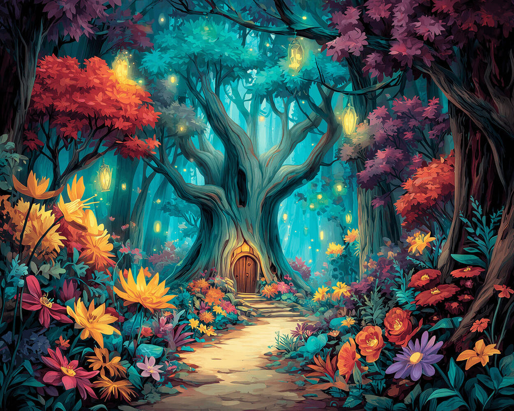 Bosque Luminoso Lleno de Flores Pintar por Números