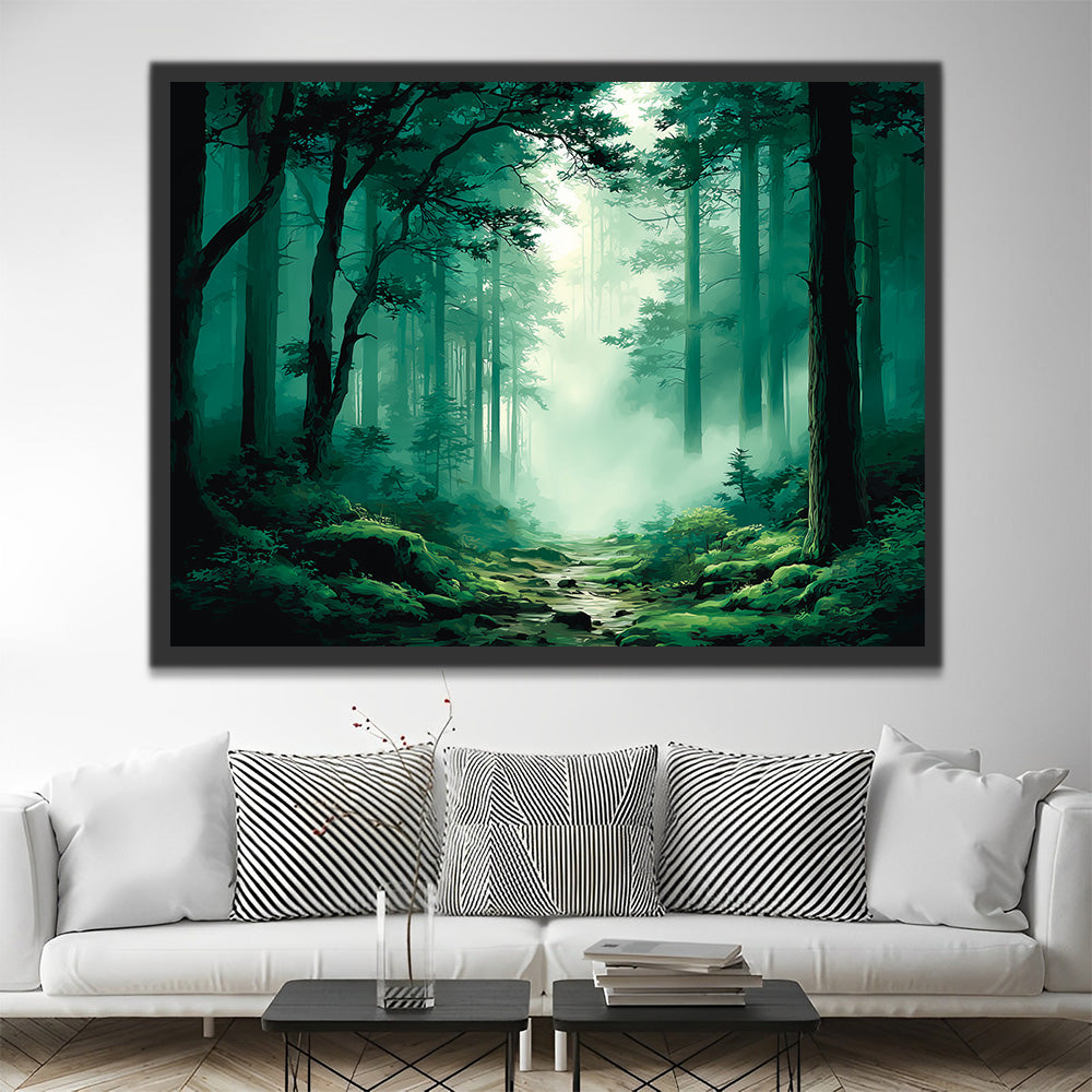 Bosque Verde en la Niebla Pintar por Números