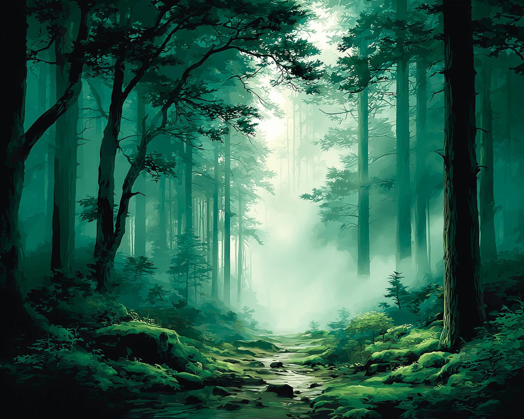 Bosque Verde en la Niebla Pintar por Números