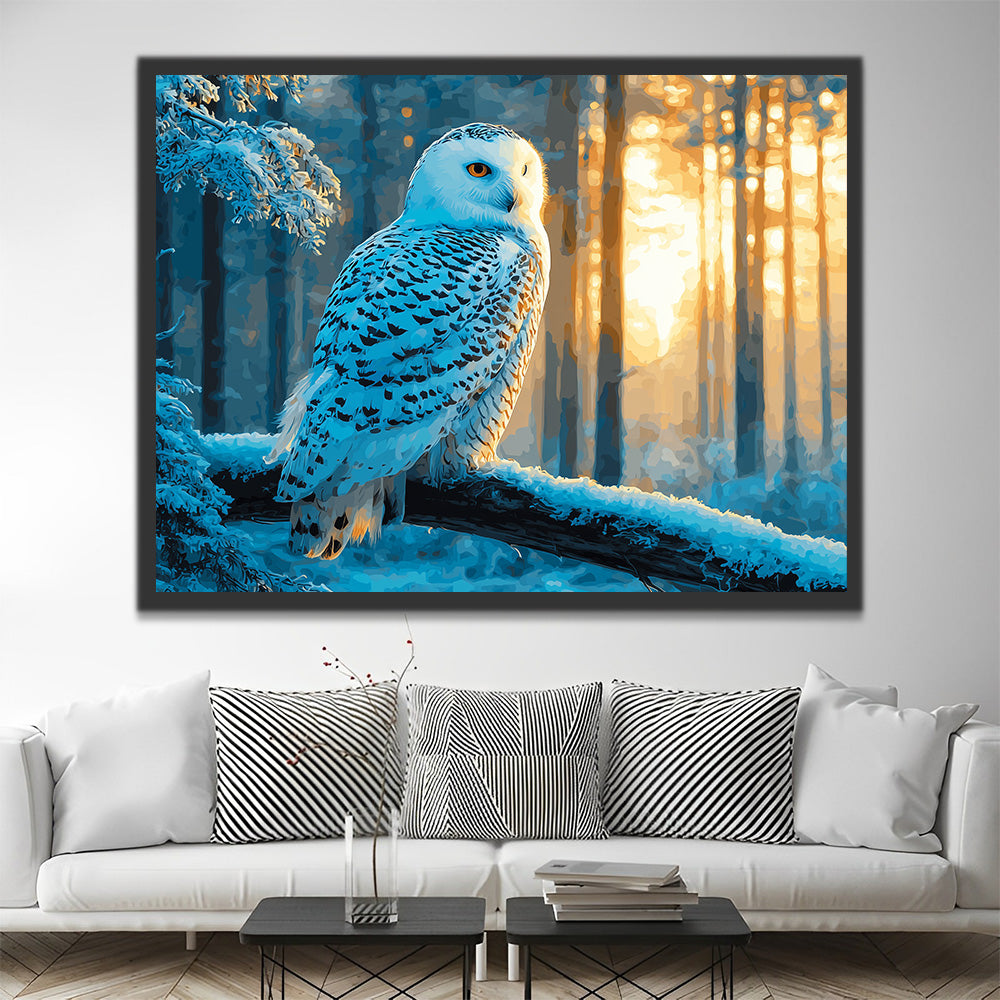 Búho en el Bosque de Invierno Pintar por Números