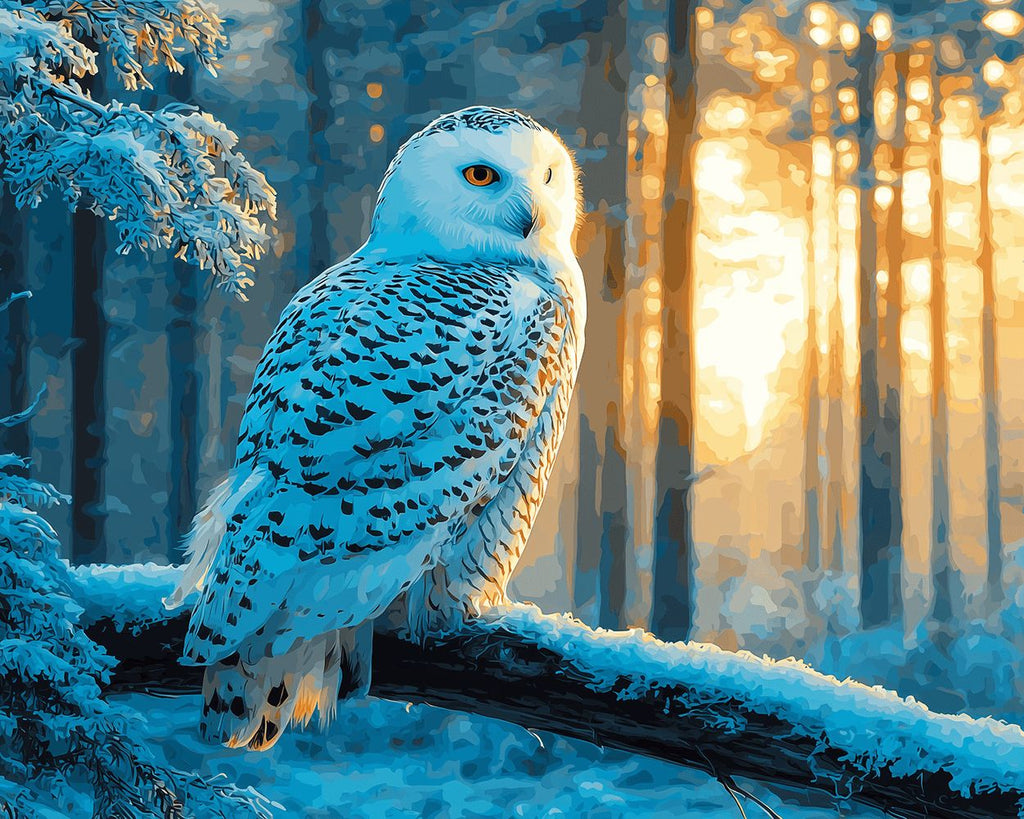 Búho en el Bosque de Invierno Pintar por Números